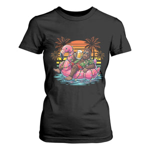 Funny Bigfoot Drinking Beer Christmas in July T Shirt For Women
