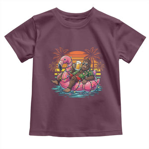 Funny Bigfoot Drinking Beer Christmas in July Toddler T Shirt