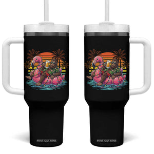 Funny Bigfoot Drinking Beer Christmas in July Tumbler With Handle