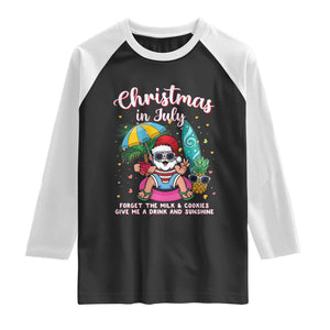 Christmas in July Santa Raglan Shirt Palm Tree Beach Summer Hawaii