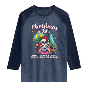 Christmas in July Santa Raglan Shirt Palm Tree Beach Summer Hawaii