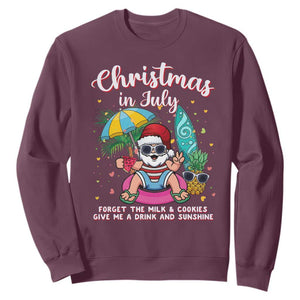 Christmas in July Santa Sweatshirt Palm Tree Beach Summer Hawaii
