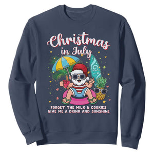 Christmas in July Santa Sweatshirt Palm Tree Beach Summer Hawaii
