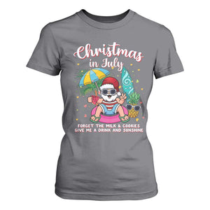 Christmas in July Santa T Shirt For Women Palm Tree Beach Summer Hawaii
