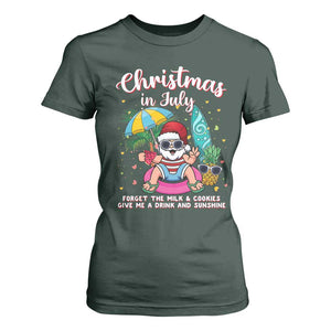 Christmas in July Santa T Shirt For Women Palm Tree Beach Summer Hawaii