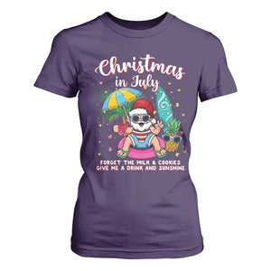 Christmas in July Santa T Shirt For Women Palm Tree Beach Summer Hawaii