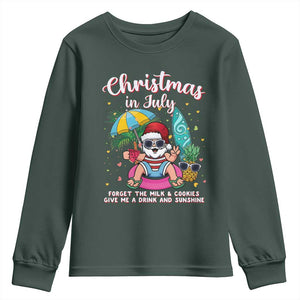 Christmas in July Santa Youth Sweatshirt Palm Tree Beach Summer Hawaii