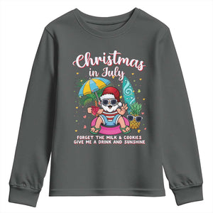 Christmas in July Santa Youth Sweatshirt Palm Tree Beach Summer Hawaii