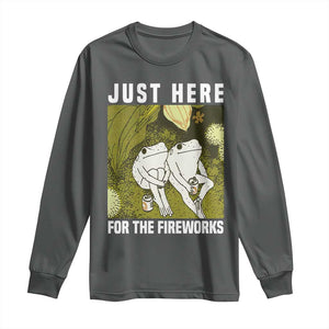 Funny Frog 4th of July Long Sleeve Shirt Just Here For The Fireworks TS14 Dark Heather Print Your Wear