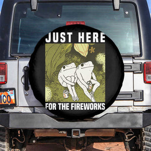 Funny Frog 4th of July Spare Tire Cover Just Here For The Fireworks TS14 No hole Black Print Your Wear