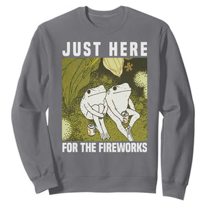 Funny Frog 4th of July Sweatshirt Just Here For The Fireworks TS14 Charcoal Print Your Wear