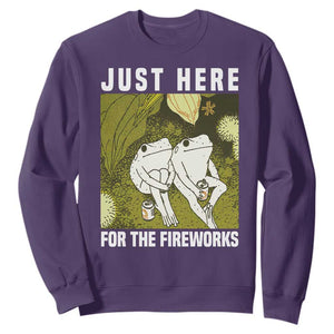 Funny Frog 4th of July Sweatshirt Just Here For The Fireworks TS14 Purple Print Your Wear