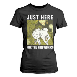 Funny Frog 4th of July T Shirt For Women Just Here For The Fireworks TS14 Black Print Your Wear