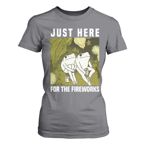 Funny Frog 4th of July T Shirt For Women Just Here For The Fireworks TS14 Charcoal Print Your Wear