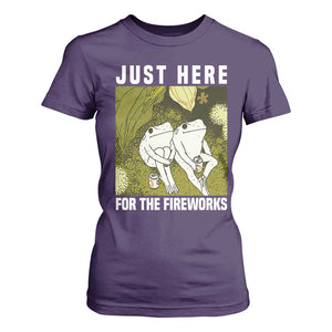 Funny Frog 4th of July T Shirt For Women Just Here For The Fireworks TS14 Purple Print Your Wear