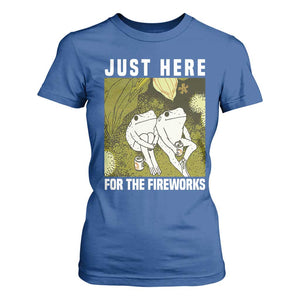 Funny Frog 4th of July T Shirt For Women Just Here For The Fireworks TS14 Royal Blue Print Your Wear
