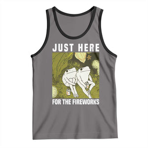 Funny Frog 4th of July Tank Top Just Here For The Fireworks TS14 Deep Heather Black Print Your Wear
