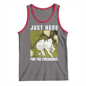Funny Frog 4th of July Tank Top Just Here For The Fireworks TS14 Deep Heather Red Print Your Wear
