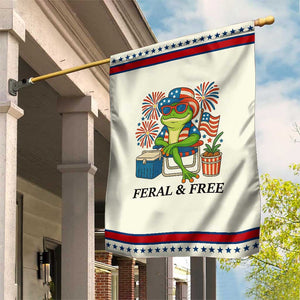 Feral & Free Garden Flag Funny 4th of July Patriotic Frog Lovers TS14 Modern Beige Red Print Your Wear
