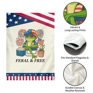 Feral & Free Garden Flag Funny 4th of July Patriotic Frog Lovers TS14 Print Your Wear