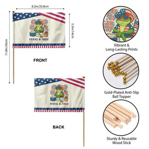 Feral & Free Patriotic Handheld Flag Funny 4th of July Frog Lovers TS14 Print Your Wear