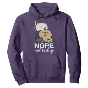 Nope Not Today Hoodie Funny Lazy Capybara Meme TS14 Purple Print Your Wear