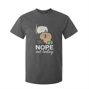 Nope Not Today T Shirt For Kid Funny Lazy Capybara Meme TS14 Dark Heather Print Your Wear