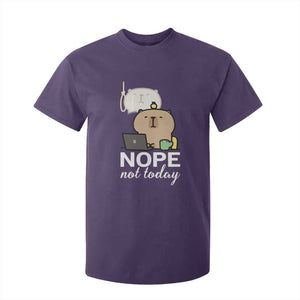 Nope Not Today T Shirt For Kid Funny Lazy Capybara Meme TS14 Purple Print Your Wear