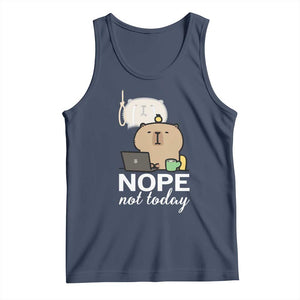 Nope Not Today Tank Top Funny Lazy Capybara Meme TS14 Navy Print Your Wear