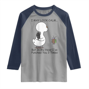 In My Head I Have Pecked You 3 Times Raglan Shirt Funny Duck Sarcastic Farm Humor TS14 Sport Gray Navy Print Your Wear
