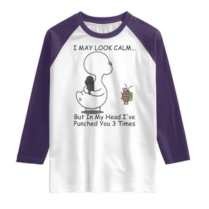 In My Head I Have Pecked You 3 Times Raglan Shirt Funny Duck Sarcastic Farm Humor TS14 White Purple Print Your Wear