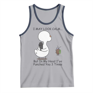 In My Head I Have Pecked You 3 Times Tank Top Funny Duck Sarcastic Farm Humor TS14 Athletic Heather Navy Print Your Wear