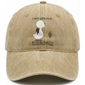 In My Head I Have Pecked You 3 Times Washed Cotton Baseball Cap Funny Duck Sarcastic Farm Humor TS14 Washed Cap Universal Fit Khaki Print Your Wear