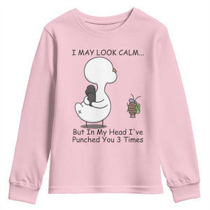 In My Head I Have Pecked You 3 Times Youth Sweatshirt Funny Duck Sarcastic Farm Humor TS14 Light Pink Print Your Wear