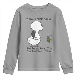 In My Head I Have Pecked You 3 Times Youth Sweatshirt Funny Duck Sarcastic Farm Humor TS14 Sport Gray Print Your Wear