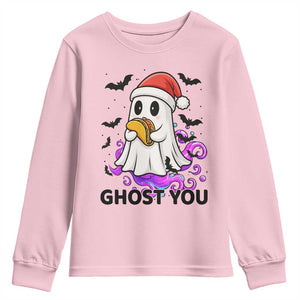 Funny Ghost Halloween Christmas Youth Sweatshirt Ghost You TS14 Light Pink Print Your Wear