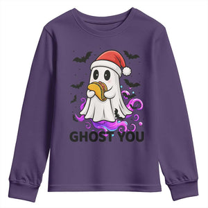 Funny Ghost Halloween Christmas Youth Sweatshirt Ghost You TS14 Purple Print Your Wear