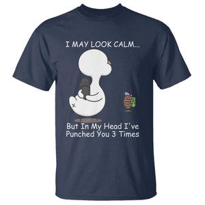 Duck Sarcastic Farm T Shirt In My Head I Have Pecked You 3 Times TS14 Navy Print Your Wear