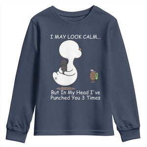 Duck Sarcastic Farm Youth Sweatshirt In My Head I Have Pecked You 3 Times TS14 Navy Print Your Wear