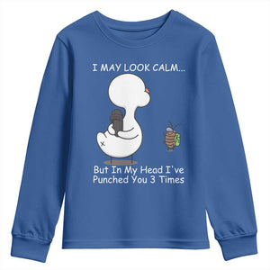Duck Sarcastic Farm Youth Sweatshirt In My Head I Have Pecked You 3 Times TS14 Royal Blue Print Your Wear