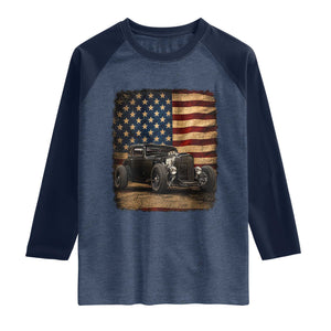 1932 American Classic Hotrod US Flag 4th of July Raglan Shirt