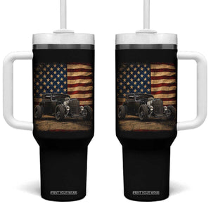 1932 American Classic Hotrod US Flag 4th of July Tumbler With Handle