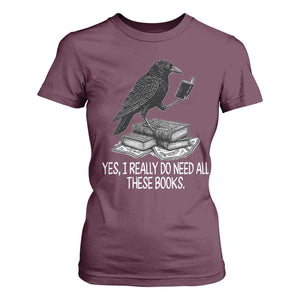 Yes I Realy Do Need All These Books T Shirt For Women Raven Book Lover TS14 Maroon Print Your Wear