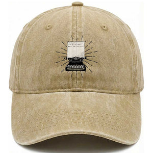 Funny Typewriter Washed Cotton Baseball Cap I Am An Author What Is Your Superpower TS14 Washed Cap Universal Fit Khaki Print Your Wear