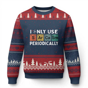 Funny Chemistry Sarcastic Ugly Christmas Sweater I Only Use Sarcasm Periodically TS14 Navy Red Print Your Wear