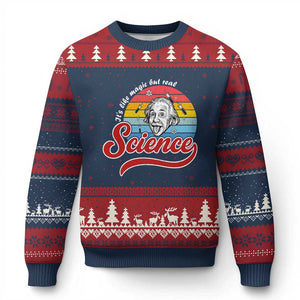 Science It Is Like Magic But Real Ugly Christmas Sweater Funny Science Teacher TS14 Navy Red Print Your Wear