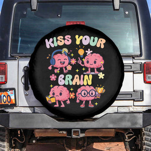 Kiss Your Brain Spare Tire Cover Funny Teacher TS14 No hole Black Print Your Wear