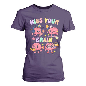 Kiss Your Brain T Shirt For Women Funny Teacher TS14 Purple Print Your Wear