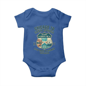 Route Highway 66 Chicago Santa Monica Vintage America Road Trip Baby Onesie TS14 Royal Blue Print Your Wear