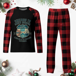 Route Highway 66 Chicago Santa Monica Vintage America Road Trip Plaid Pajama Set TS14 Buffalo Plaid Print Your Wear